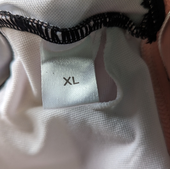 Block Color One Piece Swimsuit Womens XL Peach Pink Black Crossover Neckline NWT - Picture 3 of 10